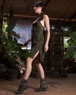 Chinese Silk Dress - ENTMOOT Kaki - Yacxilan Artwear