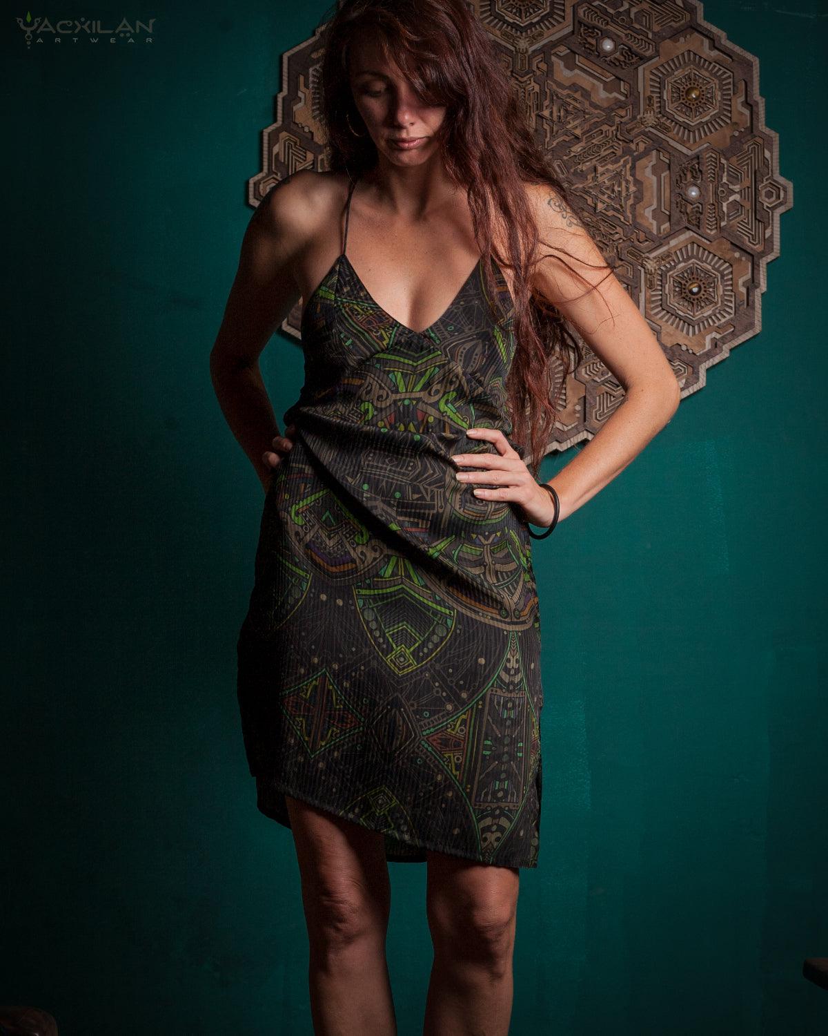 Chinese Silk Dress - POPPYFIELDS Stripes - Yacxilan Artwear