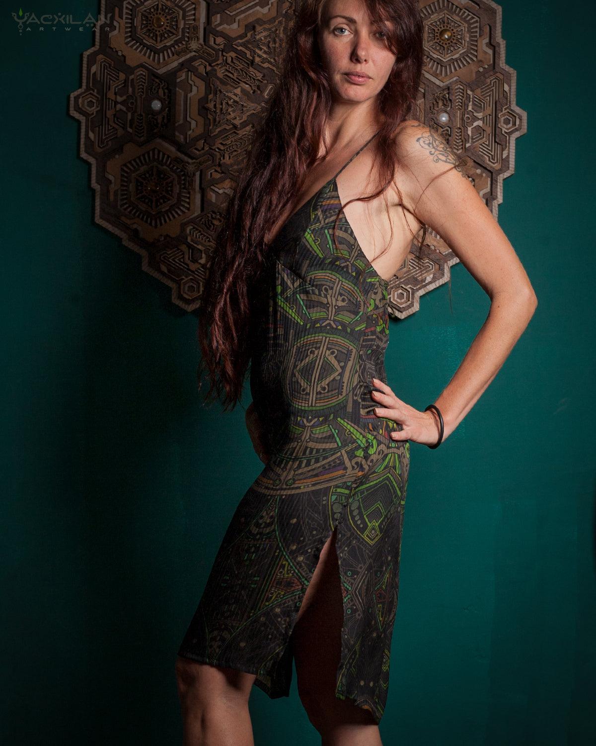 Chinese Silk Dress - POPPYFIELDS Stripes - Yacxilan Artwear