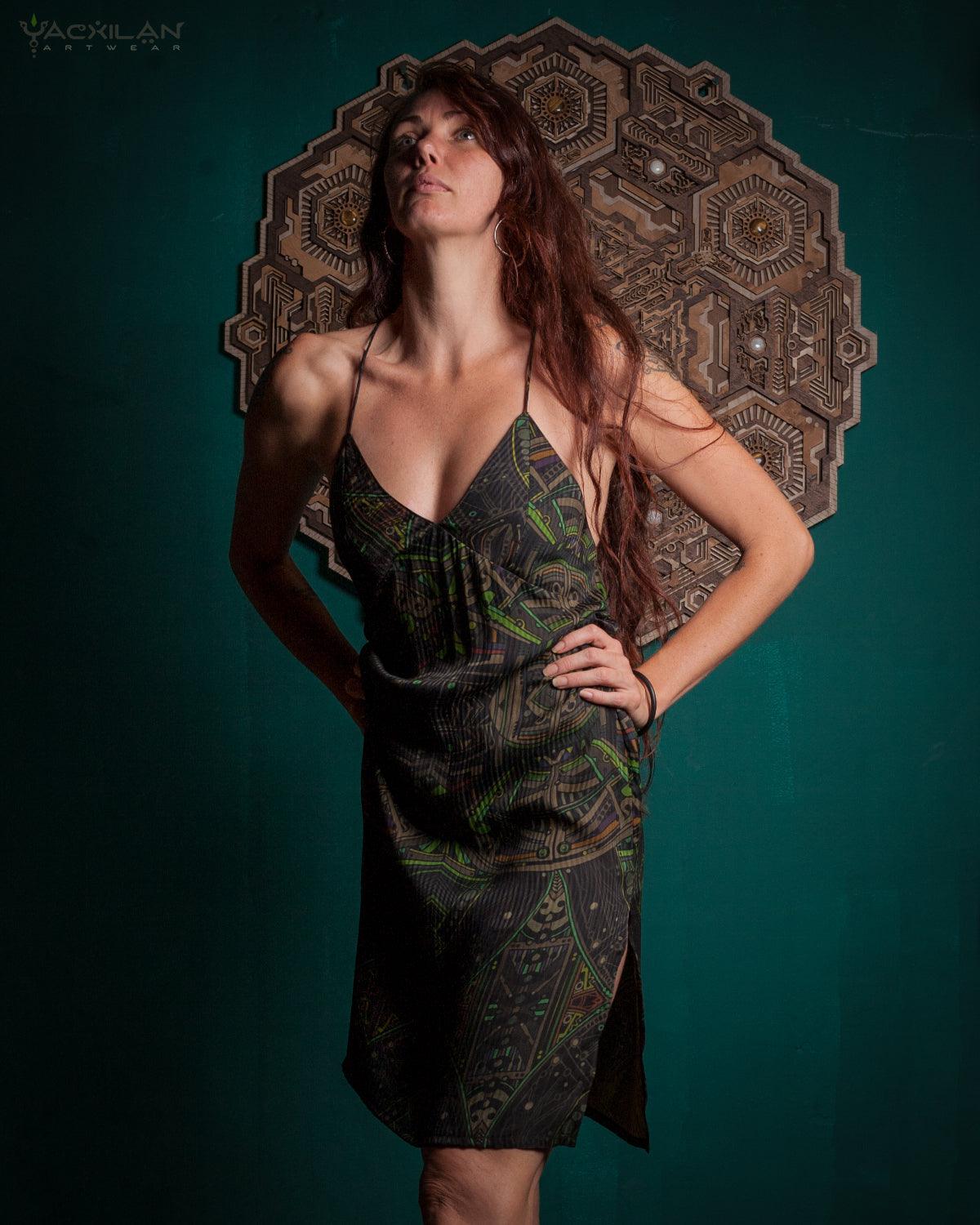 Chinese Silk Dress - POPPYFIELDS Stripes - Yacxilan Artwear