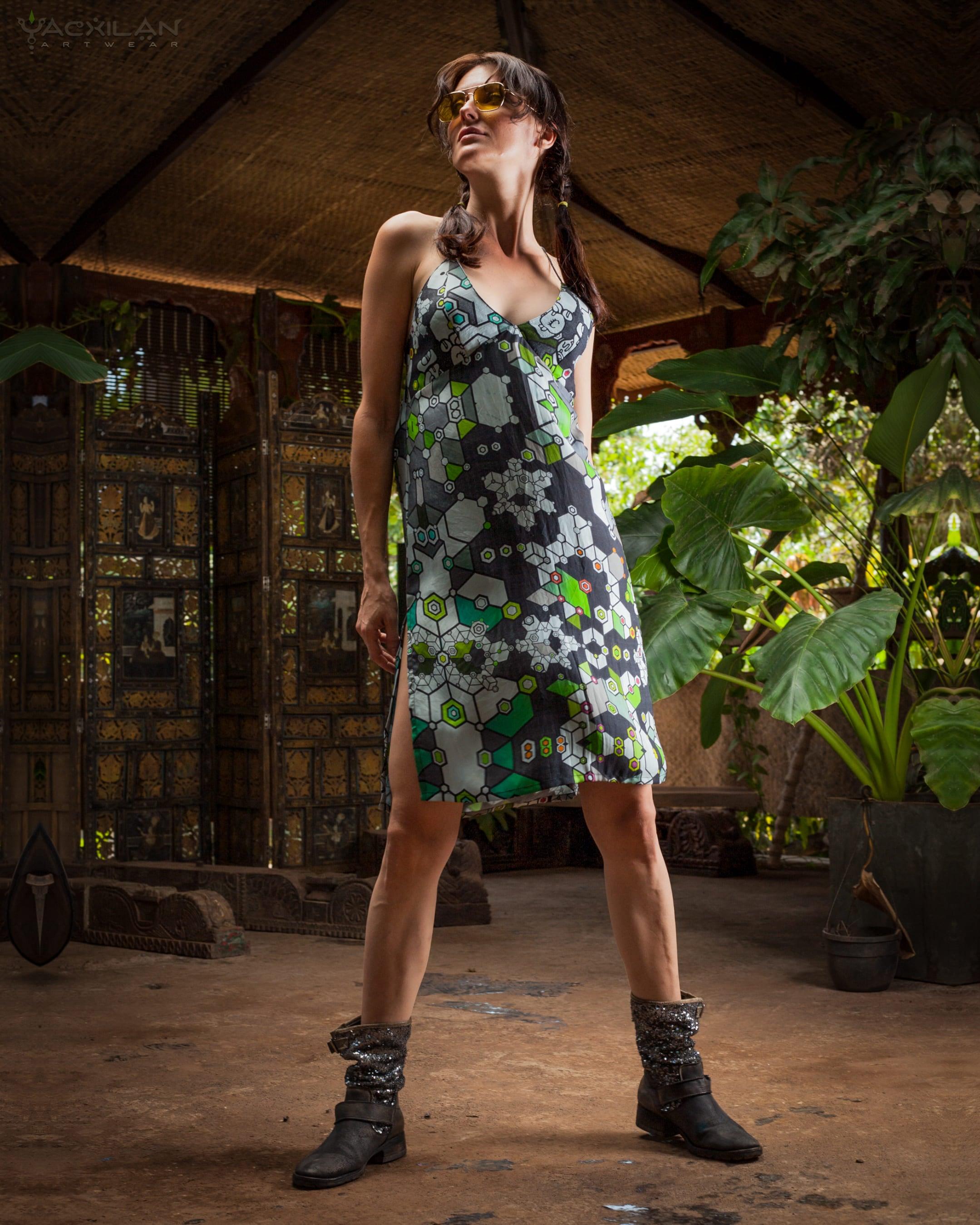 Chinese Silk Dress - SHAMANKA Satin - Yacxilan Artwear