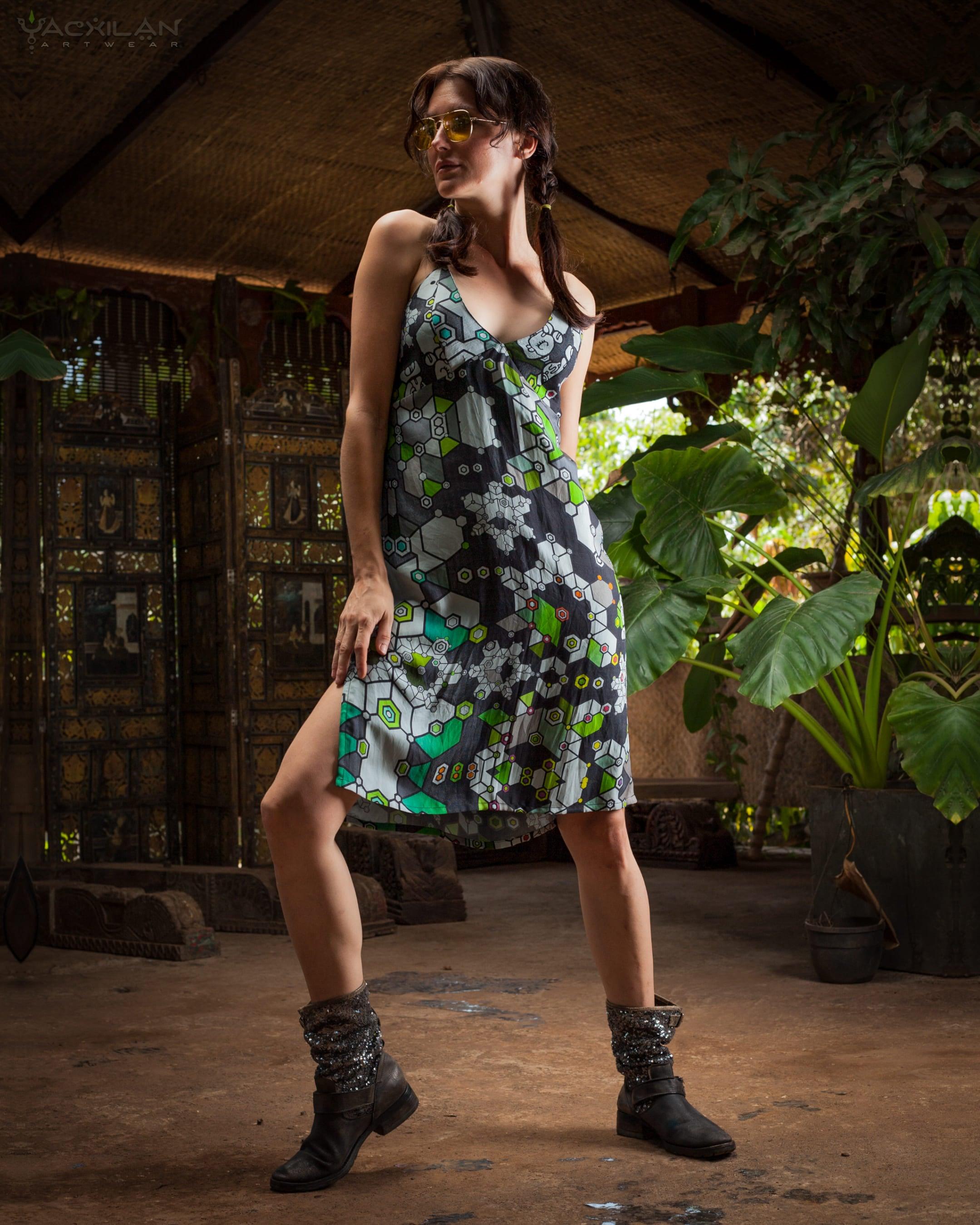 Chinese Silk Dress - SHAMANKA Satin - Yacxilan Artwear