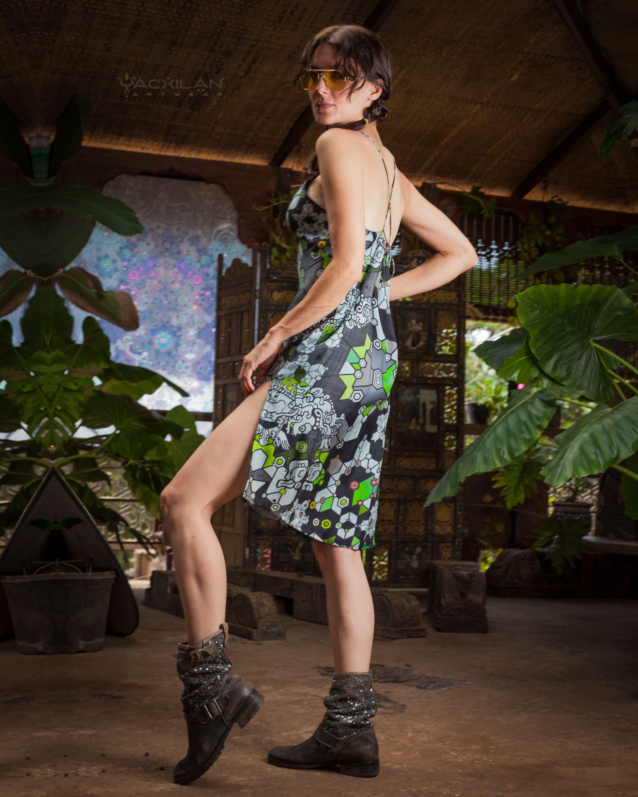 Chinese Silk Dress - SHAMANKA Satin - Yacxilan Artwear