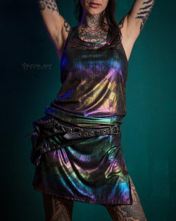 Fitted Dress / Holographic Rainbow Knits - MATZOKIO - Yacxilan Artwear