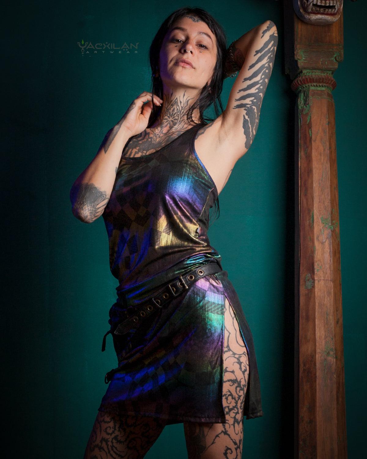 Fitted Dress / Holographic Rainbow Knits - MATZOKIO - Yacxilan Artwear