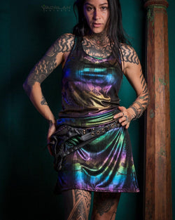 Fitted Dress / Holographic Rainbow Knits - MATZOKIO - Yacxilan Artwear