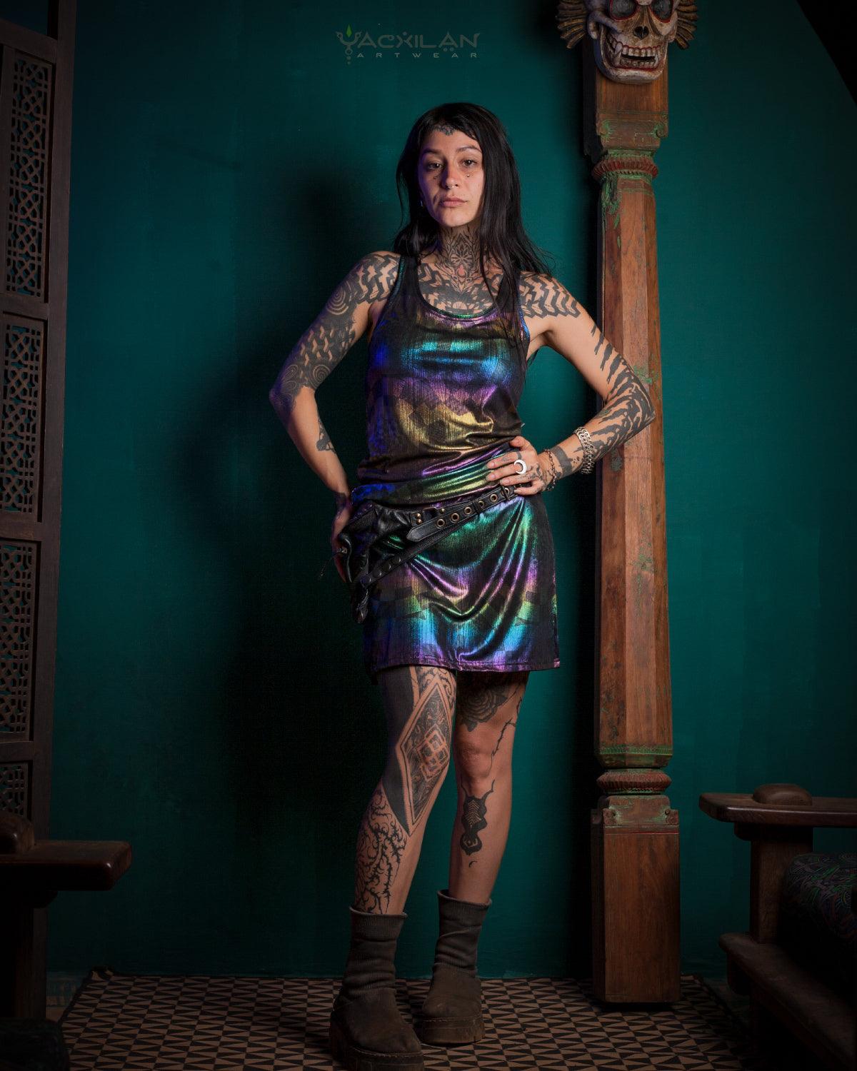 Fitted Dress / Holographic Rainbow Knits - MATZOKIO - Yacxilan Artwear