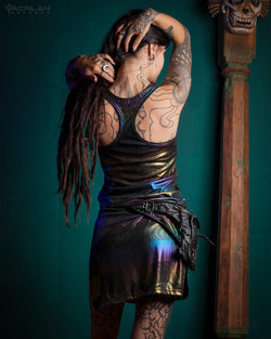 Fitted Dress / Holographic Rainbow Knits - MATZOKIO - Yacxilan Artwear