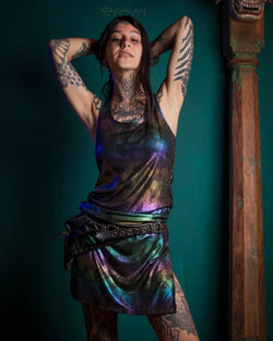 Fitted Dress / Holographic Rainbow Knits - MATZOKIO - Yacxilan Artwear