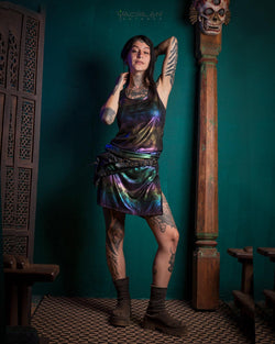 Fitted Dress / Holographic Rainbow Knits - MATZOKIO - Yacxilan Artwear