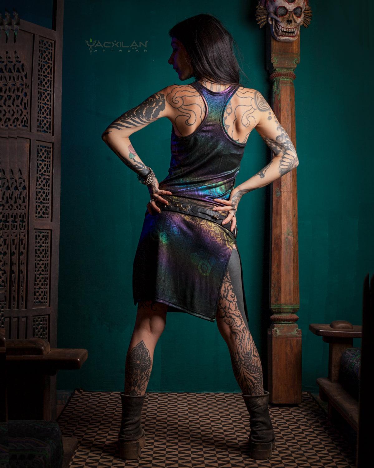 Fitted Dress / Holographic Rainbow Knits - MYCELIUM - Yacxilan Artwear