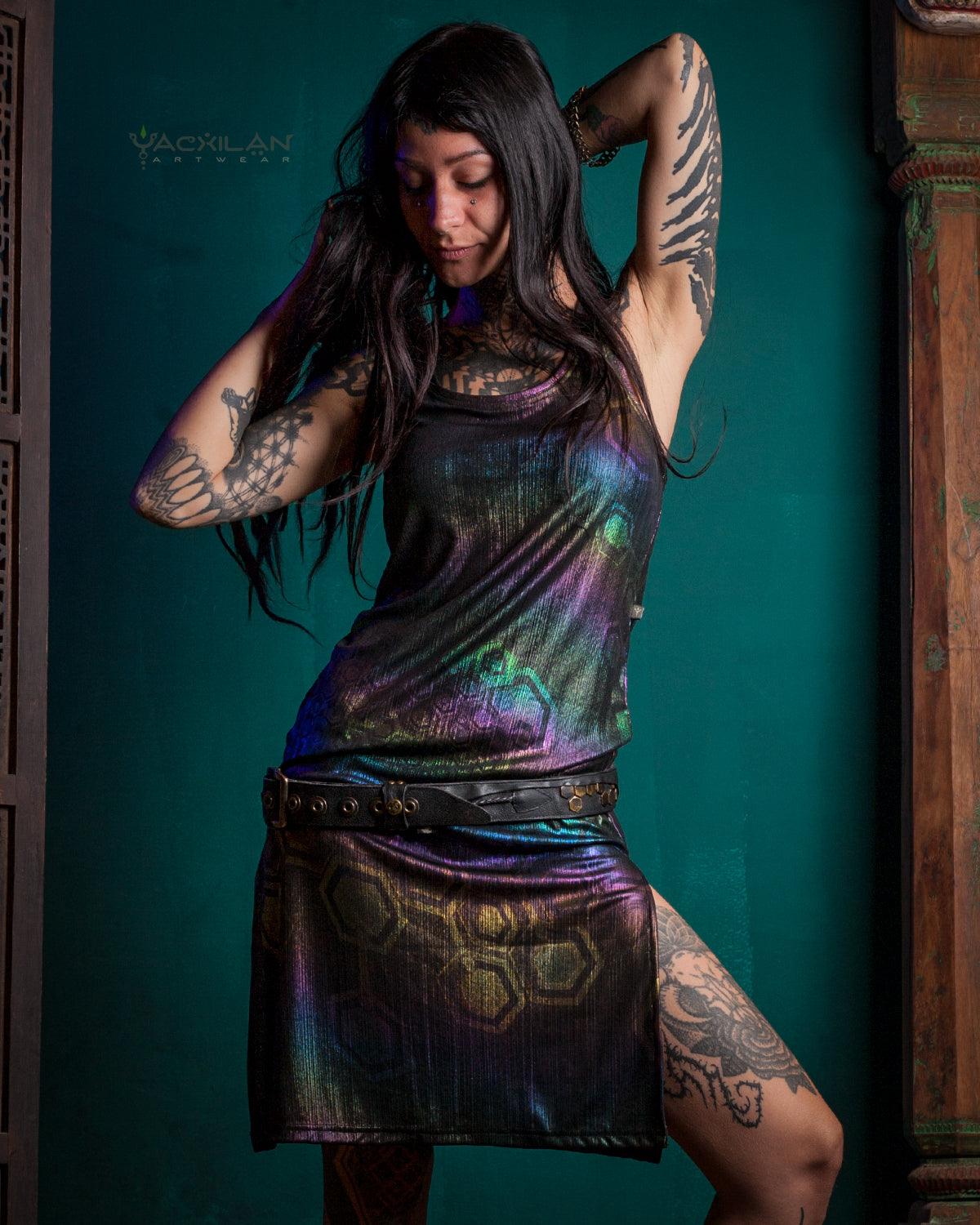 Fitted Dress / Holographic Rainbow Knits - MYCELIUM - Yacxilan Artwear