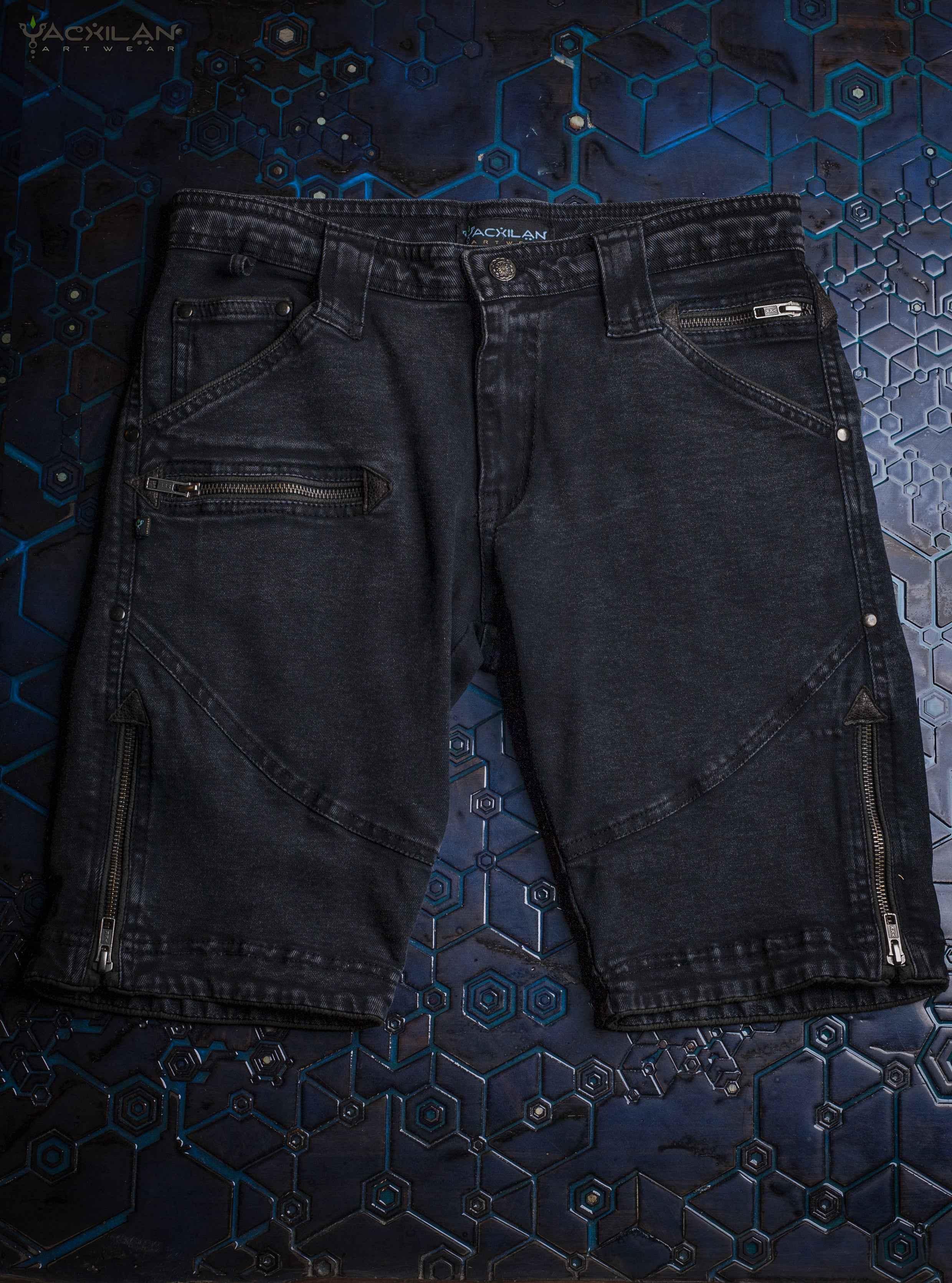 Flying Short Men / Denim Stnowashed Skinny fit - BLACK PUNK - Yacxilan Artwear