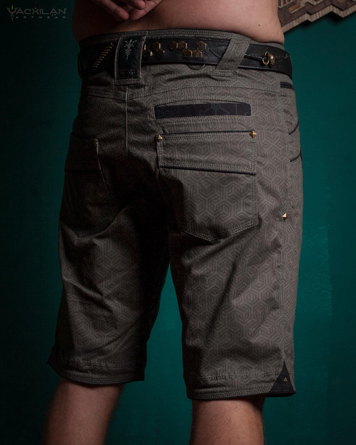 Flying Short Men Double Pocket / Cotton Screenprint - Grey TRIPIBO - Yacxilan Artwear