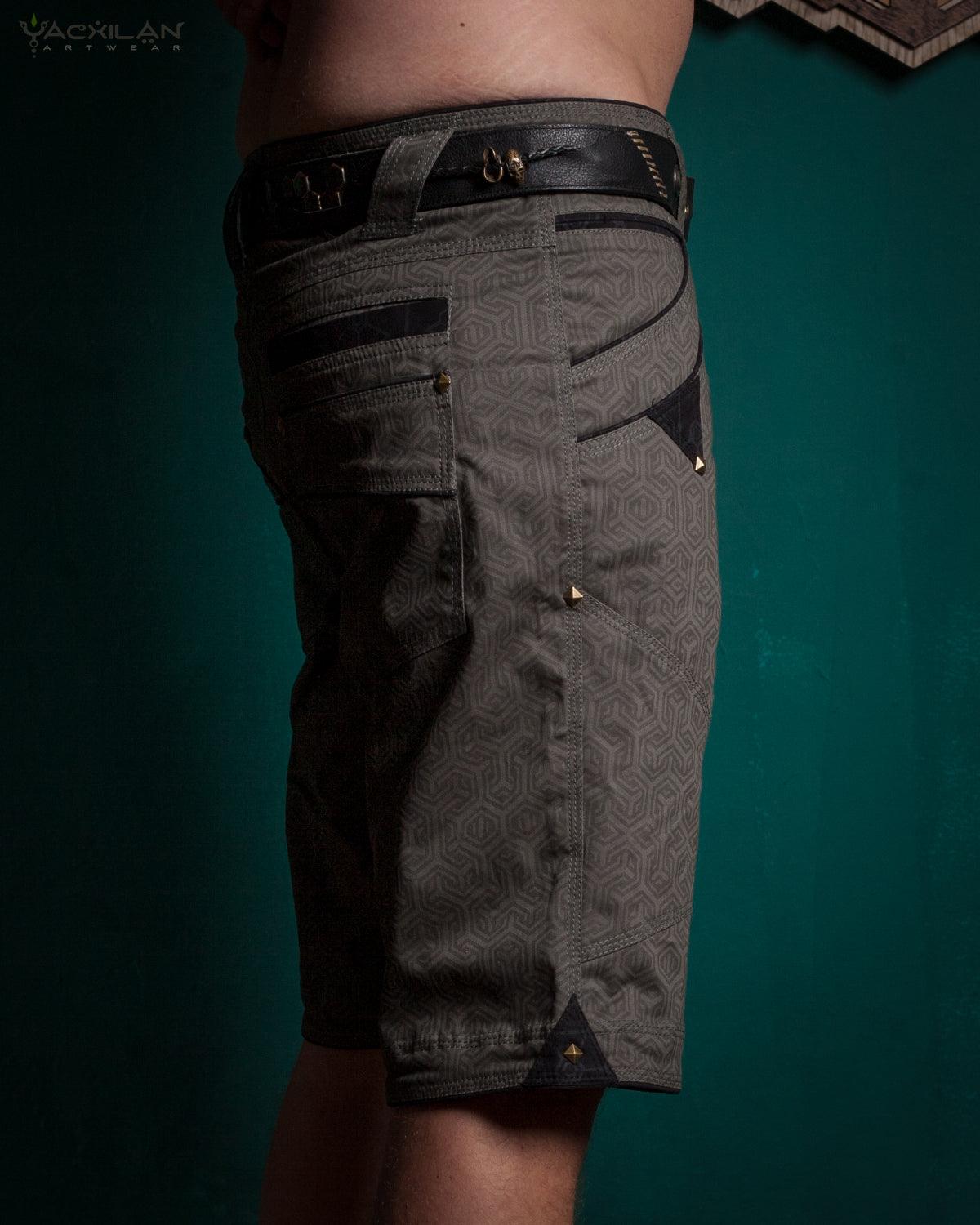 Flying Short Men Double Pocket / Cotton Screenprint - Grey TRIPIBO - Yacxilan Artwear