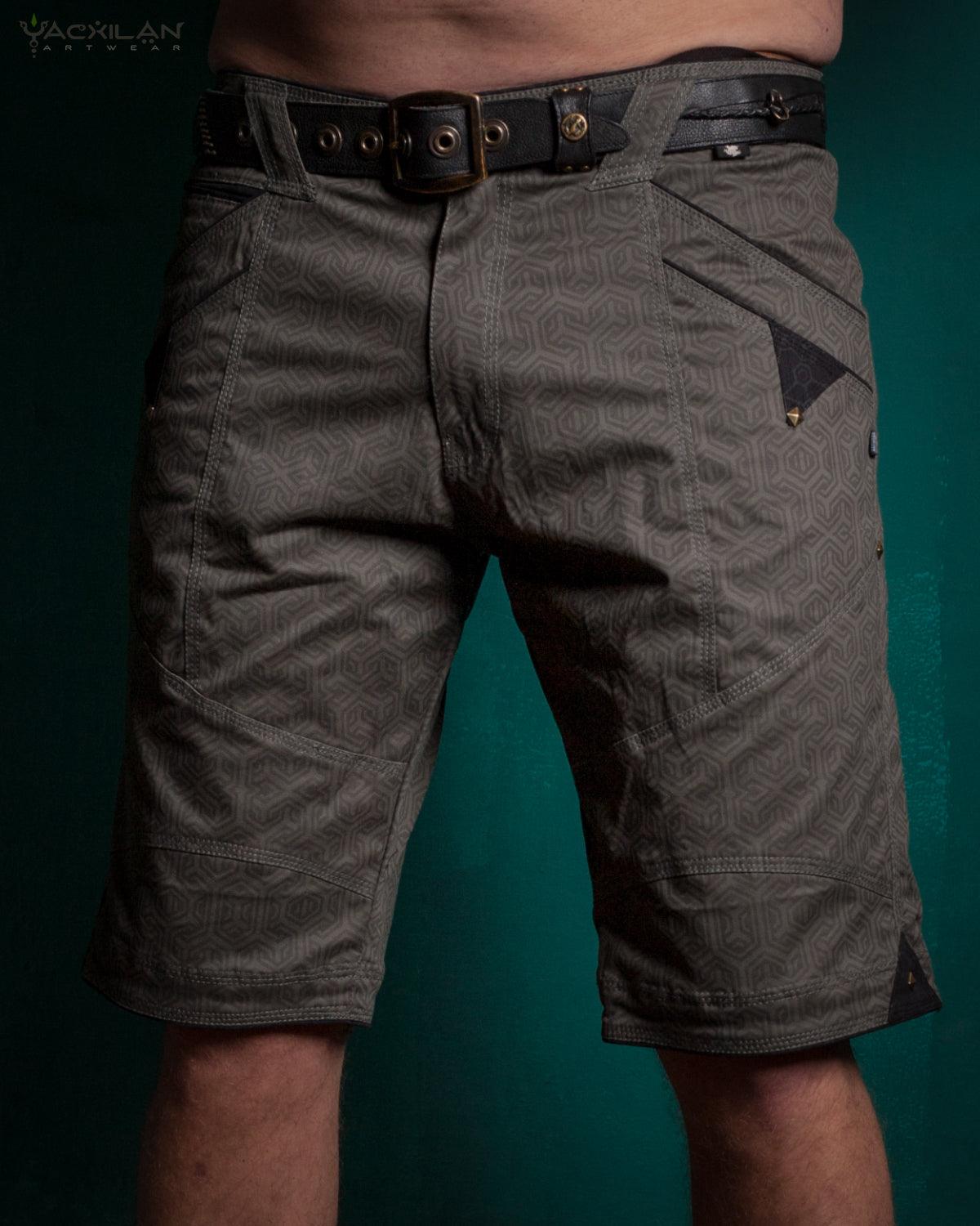 Flying Short Men Double Pocket / Cotton Screenprint - Grey TRIPIBO - Yacxilan Artwear