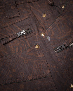 Flying Short Men / HEMP Twill Printed - Brown POPPYFIELDS - Yacxilan Artwear