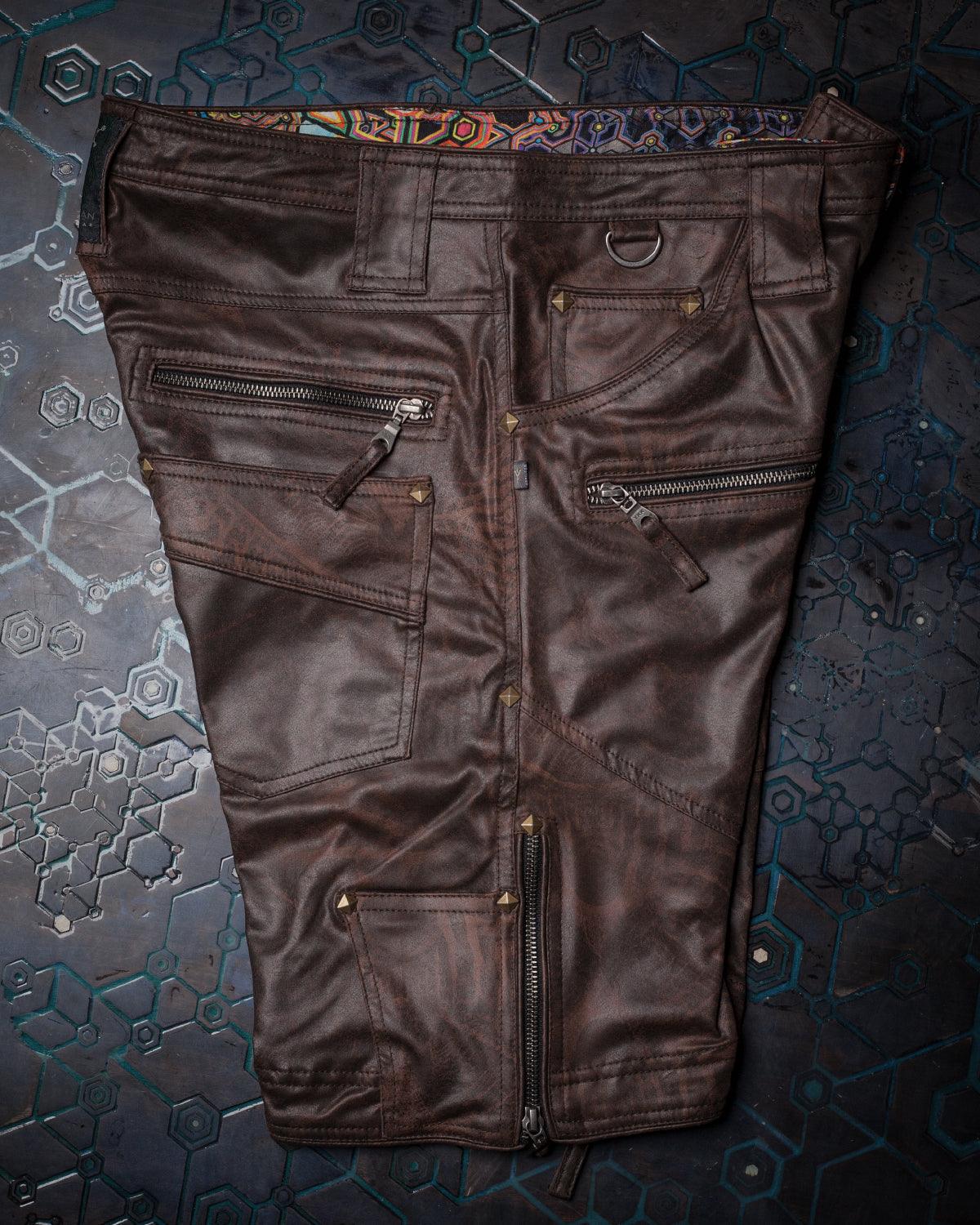 Flying Short Men / Fake Leather Rider Brown - SANDOKAN - Yacxilan Artwear