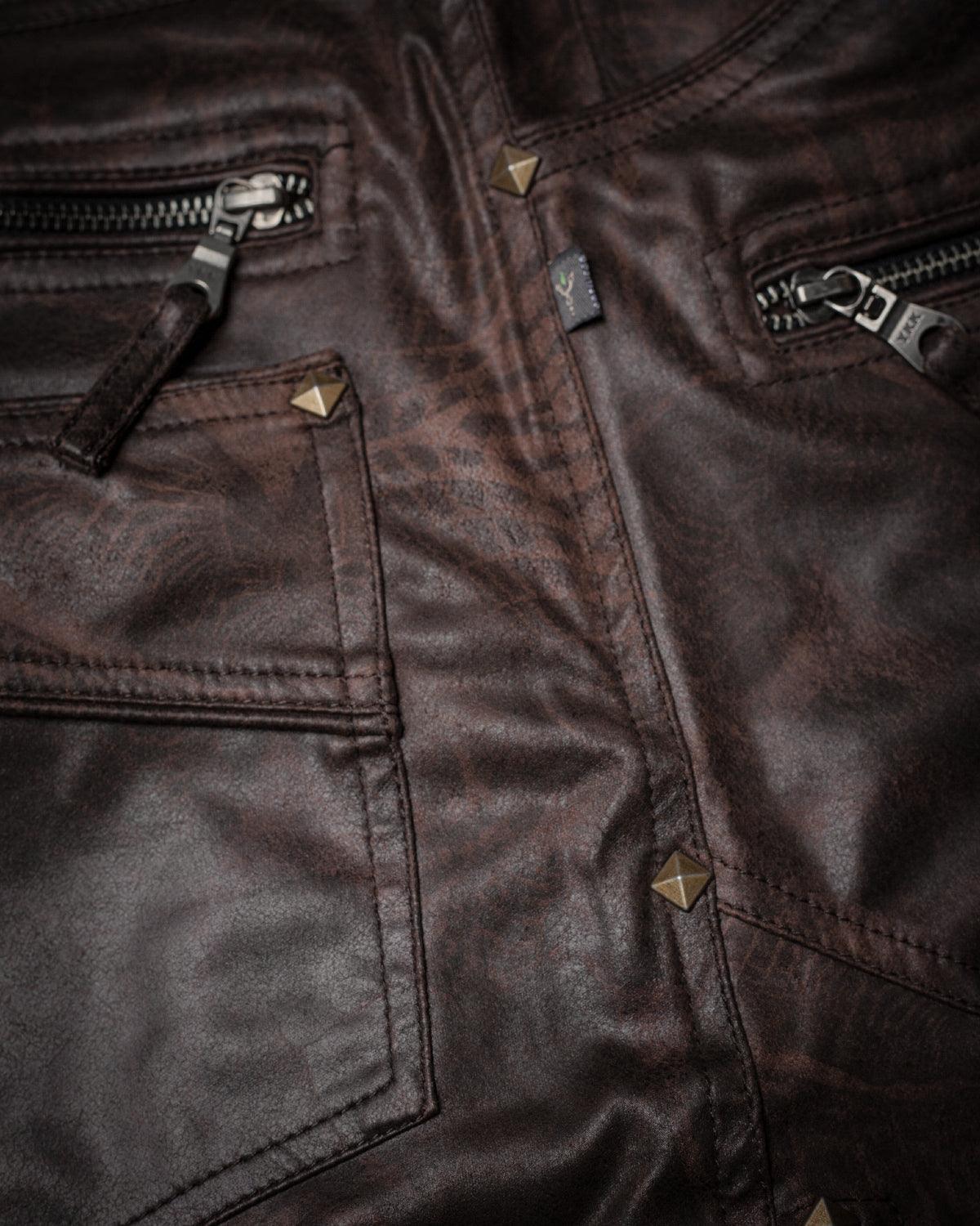 Flying Short Men / Fake Leather Rider Brown - SANDOKAN - Yacxilan Artwear