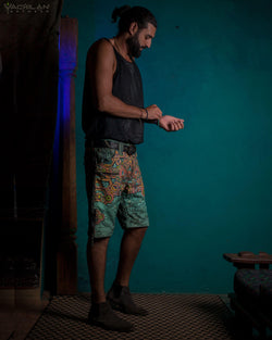 Flying Short Men / Tough Linen Printed - ATLANTIS - Yacxilan Artwear