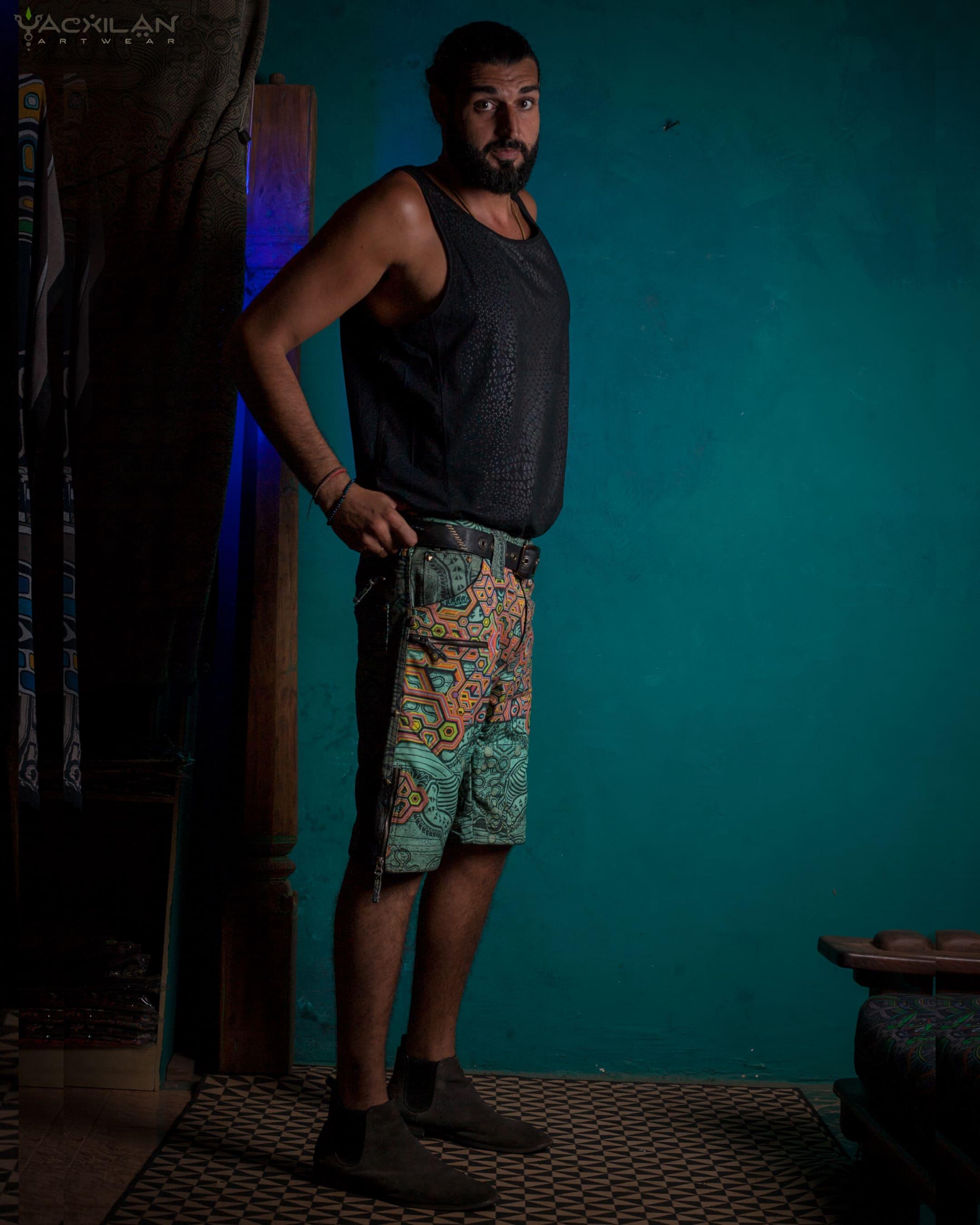 Flying Short Men / Tough Linen Printed - ATLANTIS - Yacxilan Artwear