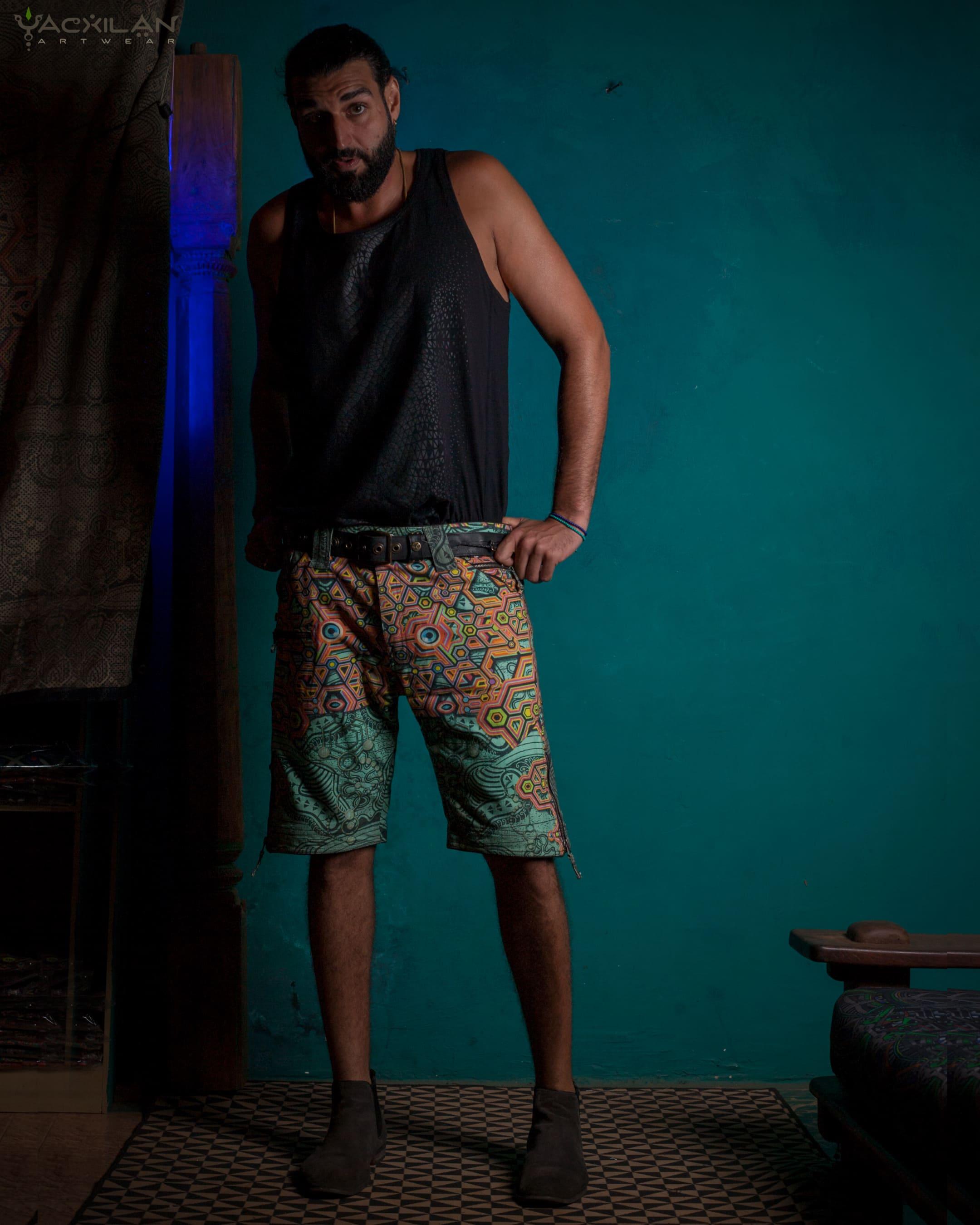 Flying Short Men / Tough Linen Printed - ATLANTIS - Yacxilan Artwear