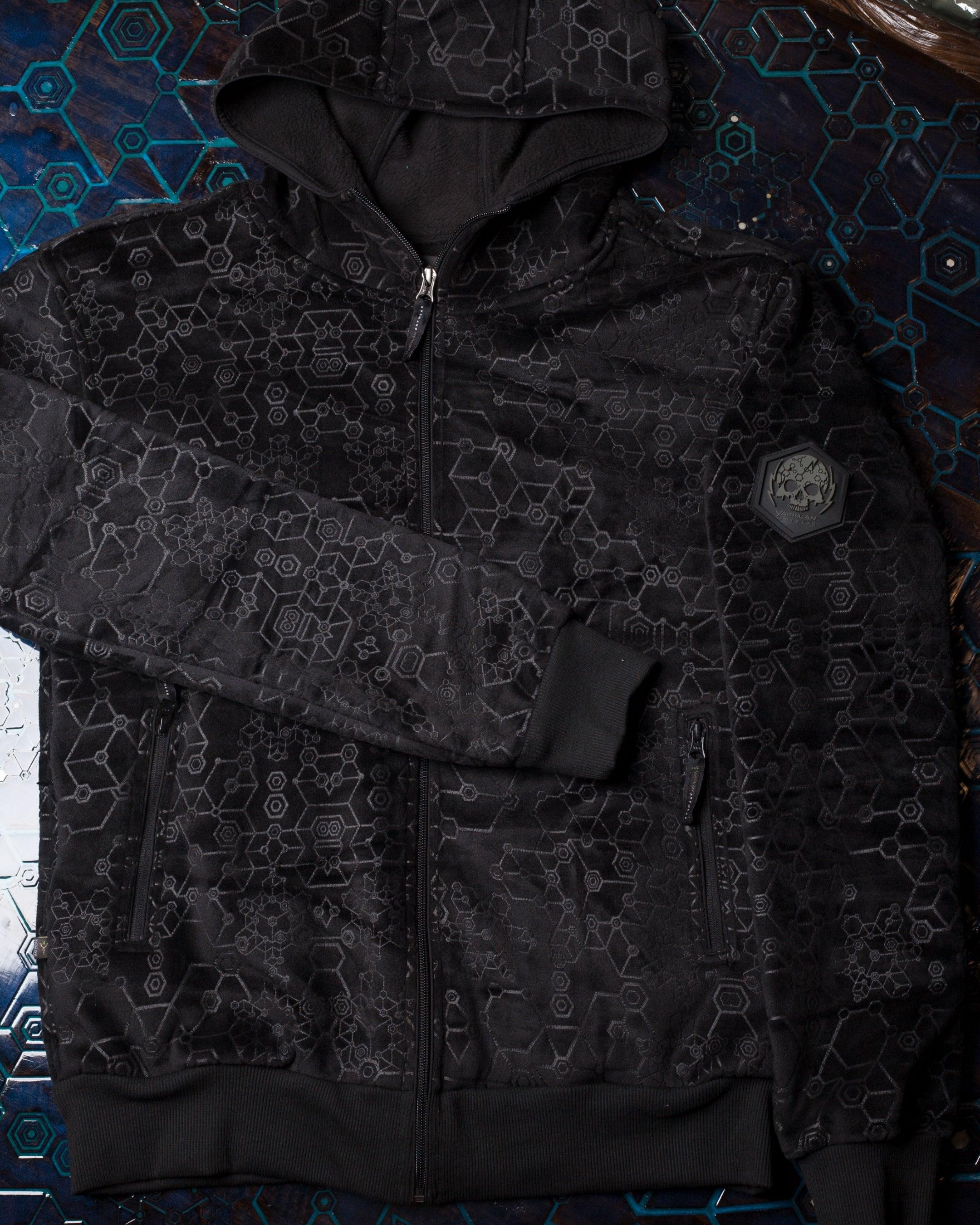 Hoodie Men / Velvet Polar Zip- Black SHAMANKA - Yacxilan Artwear