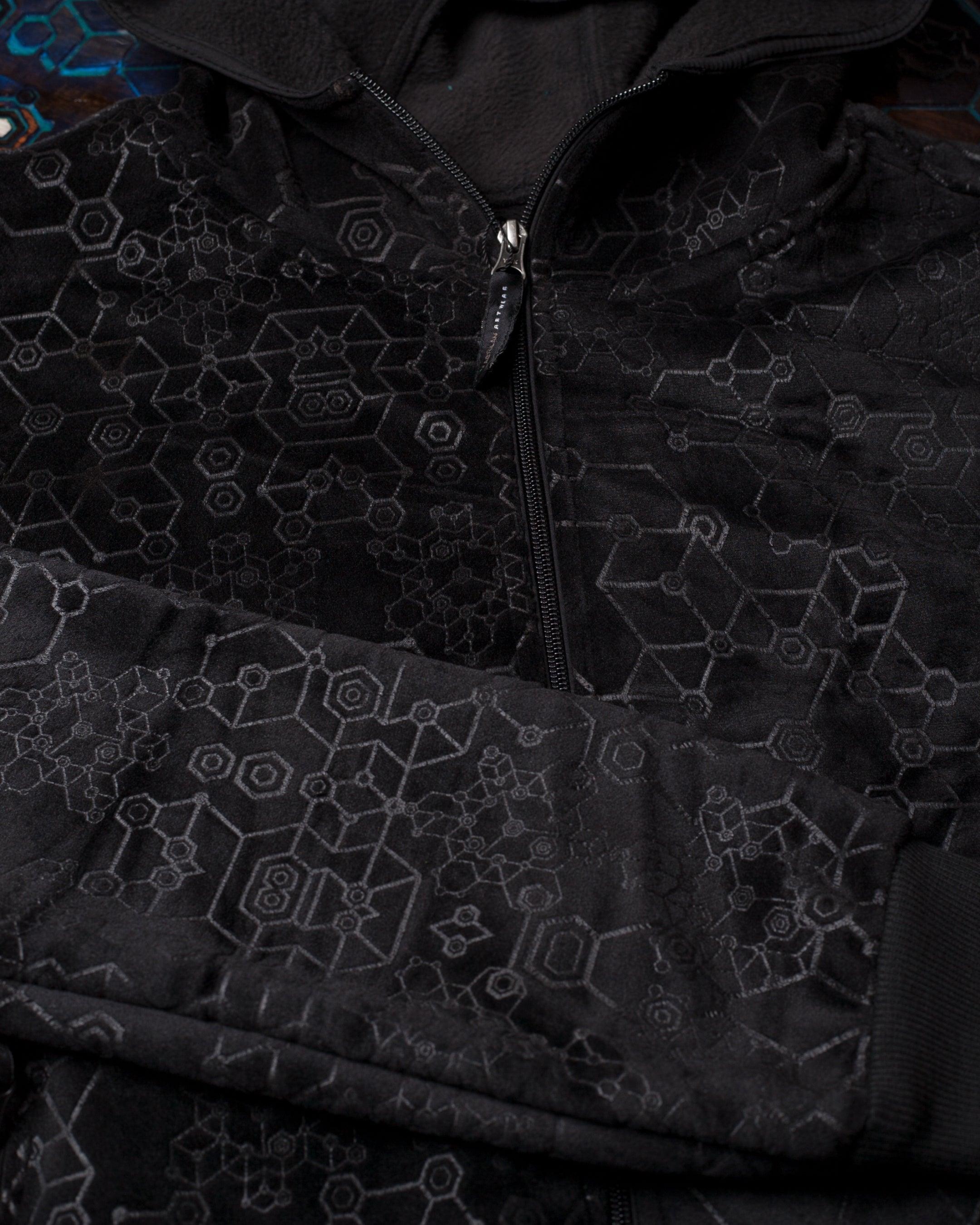 Hoodie Men / Velvet Polar Zip- Black SHAMANKA - Yacxilan Artwear