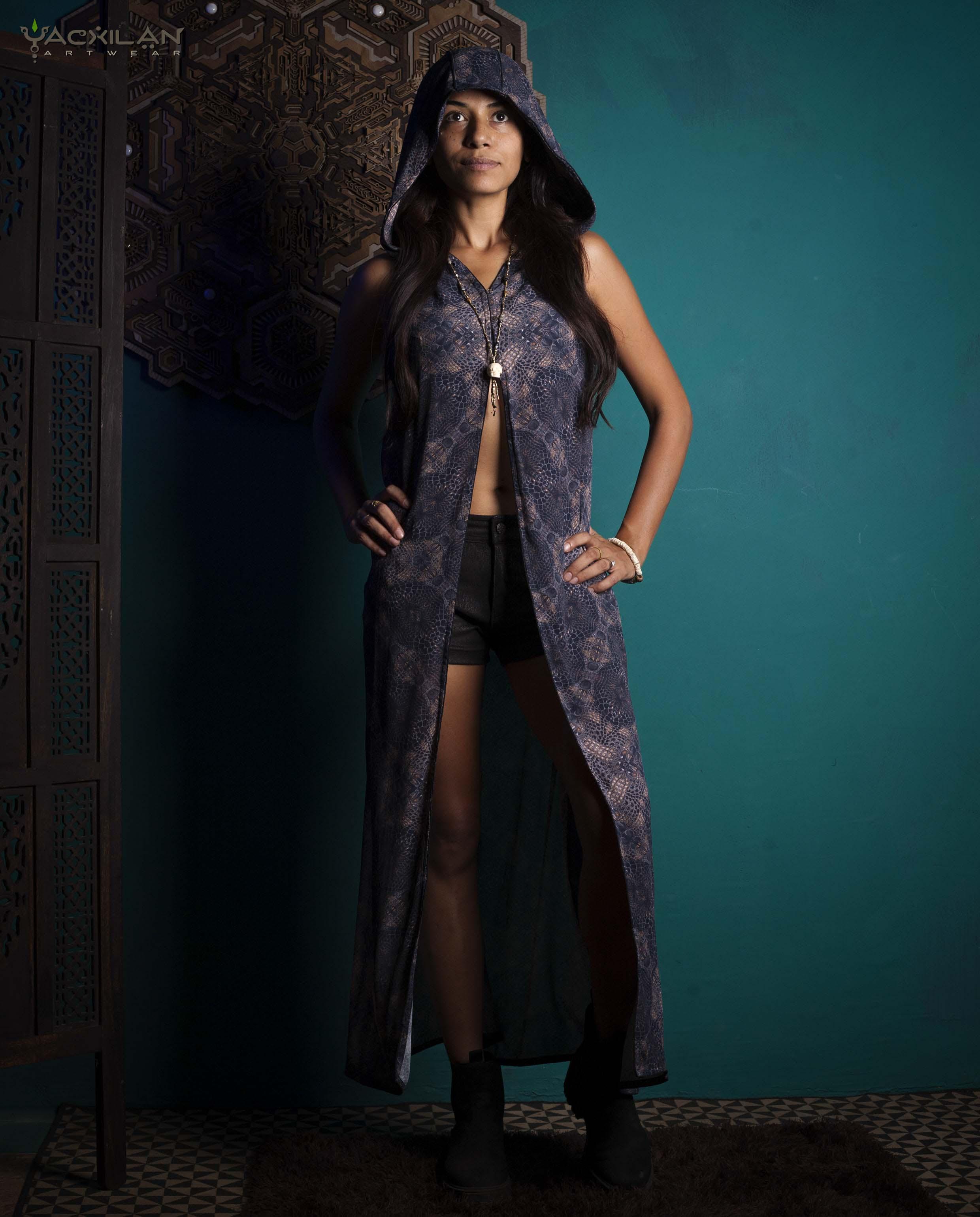 Hooded Long Dress Woman / Viscose - GATORX Yacxilan Artwear