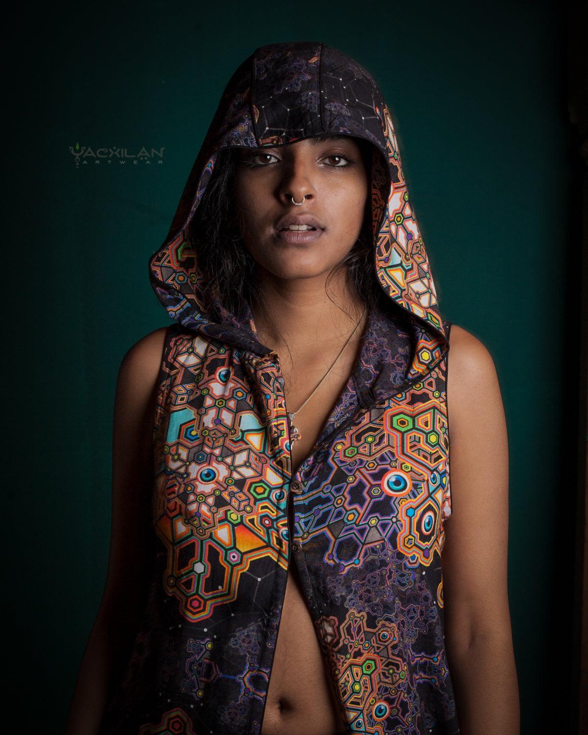 Hooded Long Dress Woman  / Viscose - CORALBLAST Yacxilan Artwear