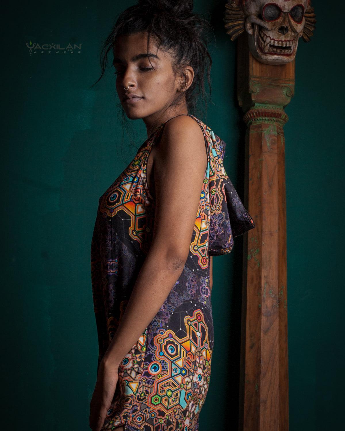 Hooded Long Dress Woman  / Viscose - CORALBLAST Yacxilan Artwear