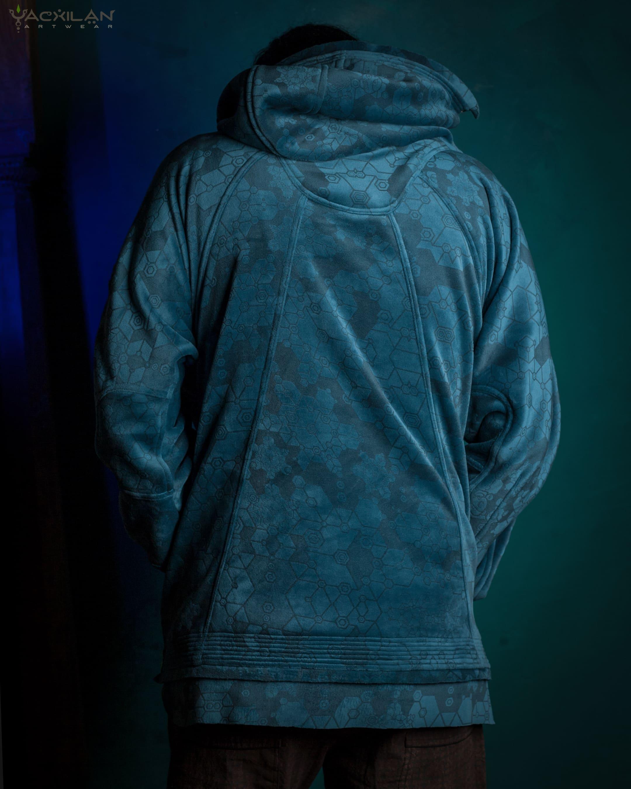 Hoodie Men / Oversized Velvet Polar - Teal SHAMANKA - Yacxilan Artwear