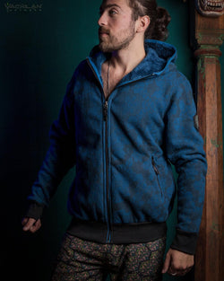 Hoodie Men / Polar Fur - Indigo SHAMANKA - Yacxilan Artwear