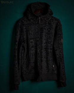 Hoodie Men / Velvet Polar Zip- Black SHAMANKA - Yacxilan Artwear