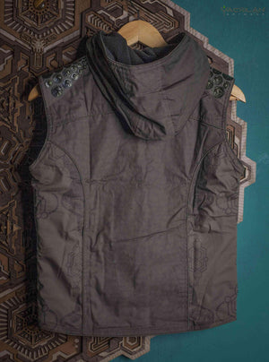 Jacket Sleeveless Woman Hoodie / Cotton Printed Grey - SPOOTNIK Yacxilan Artwear
