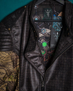 Jacket Men Enki / Fake Leather and Waterproof - PSYGALAK Stars - Yacxilan Artwear