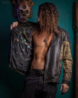 Jacket Men Enki / Fake Leather and Waterproof - PSYGALAK Stars - Yacxilan Artwear