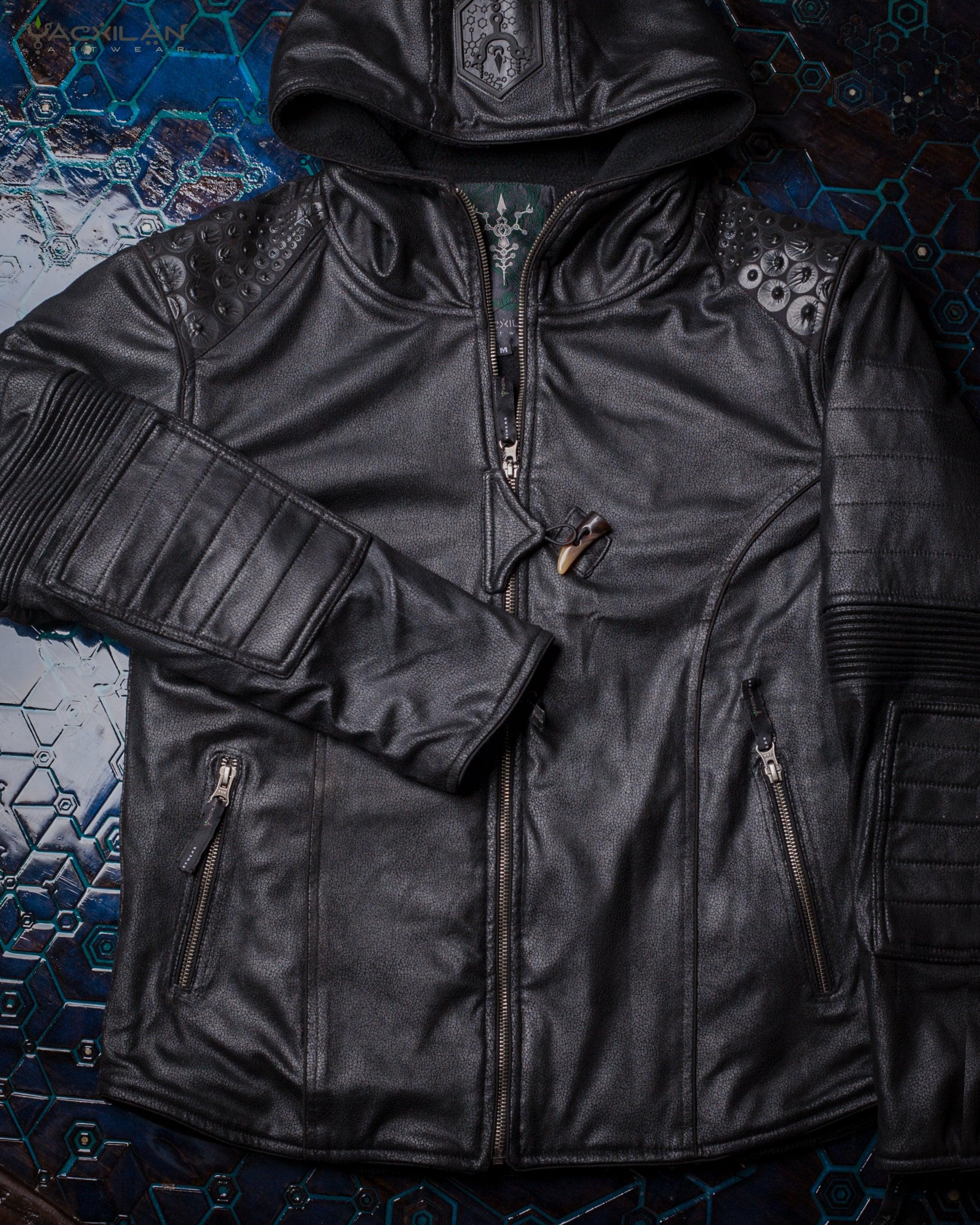 Jacket Men / Fake Leather Snake - BLACK - Yacxilan Artwear
