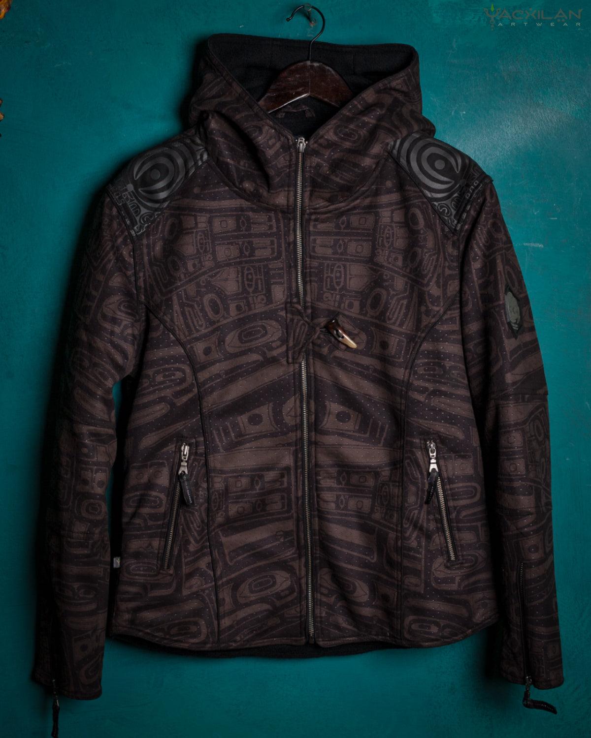 Jacket Men / Fake Leather Holes - Brown TINGLIT - Yacxilan Artwear