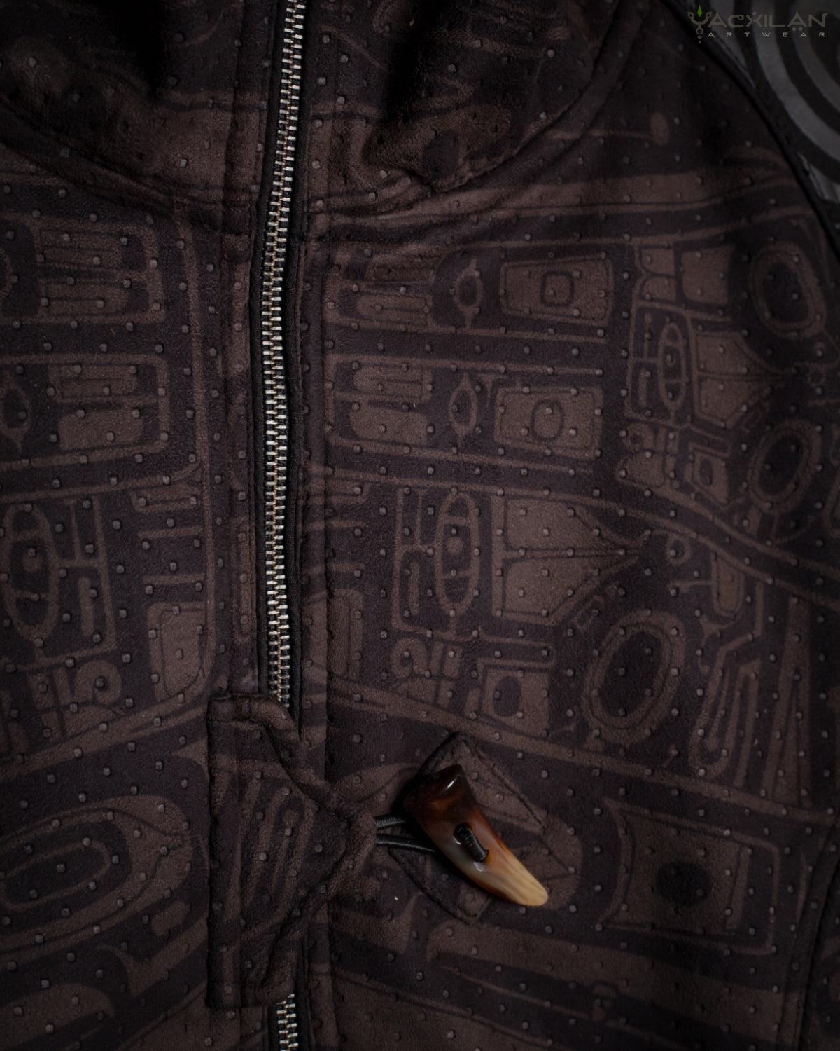 Jacket Men / Fake Leather Holes - Brown TINGLIT - Yacxilan Artwear