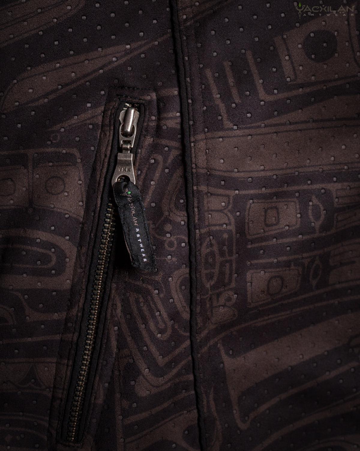 Jacket Men / Fake Leather Holes - Brown TINGLIT - Yacxilan Artwear