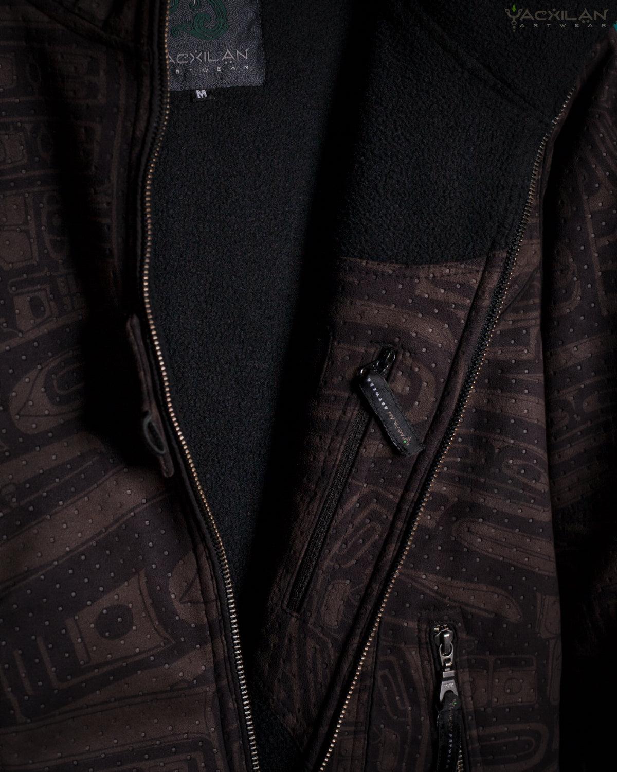 Jacket Men / Fake Leather Holes - Brown TINGLIT - Yacxilan Artwear