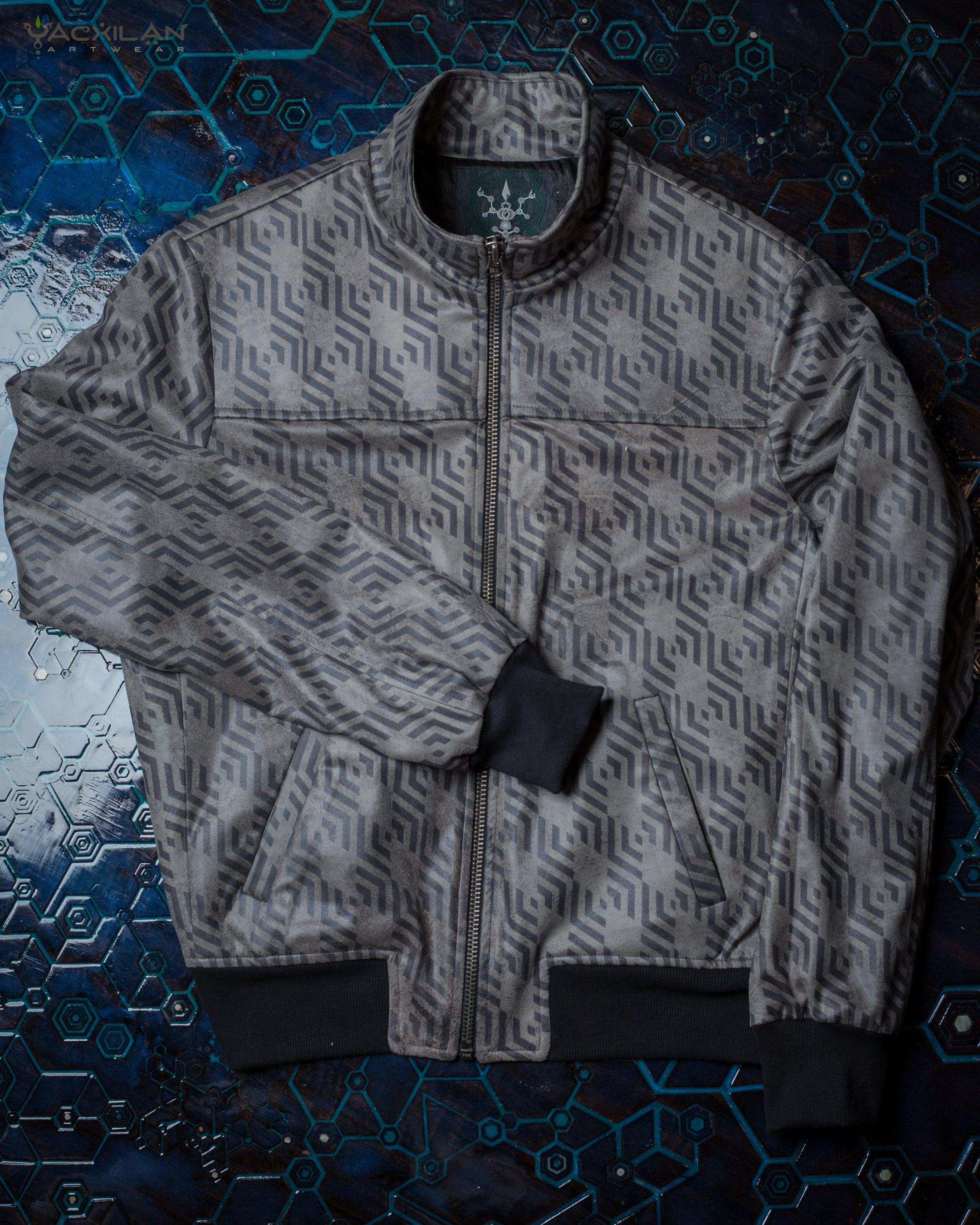 Jacket Men / Fake Leather Fit - Grey TROPELOPE - Yacxilan Artwear