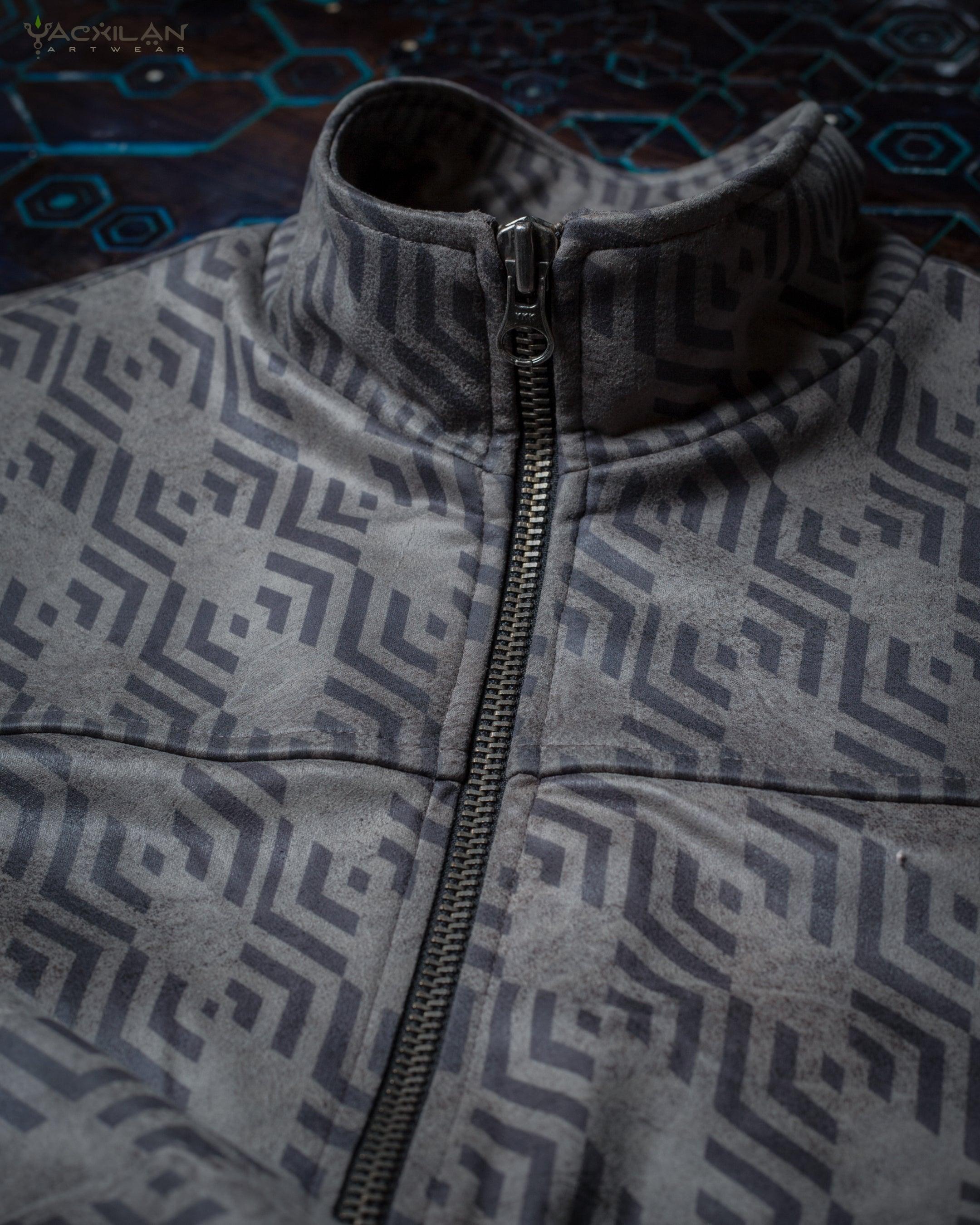 Jacket Men / Fake Leather Fit - Grey TROPELOPE - Yacxilan Artwear