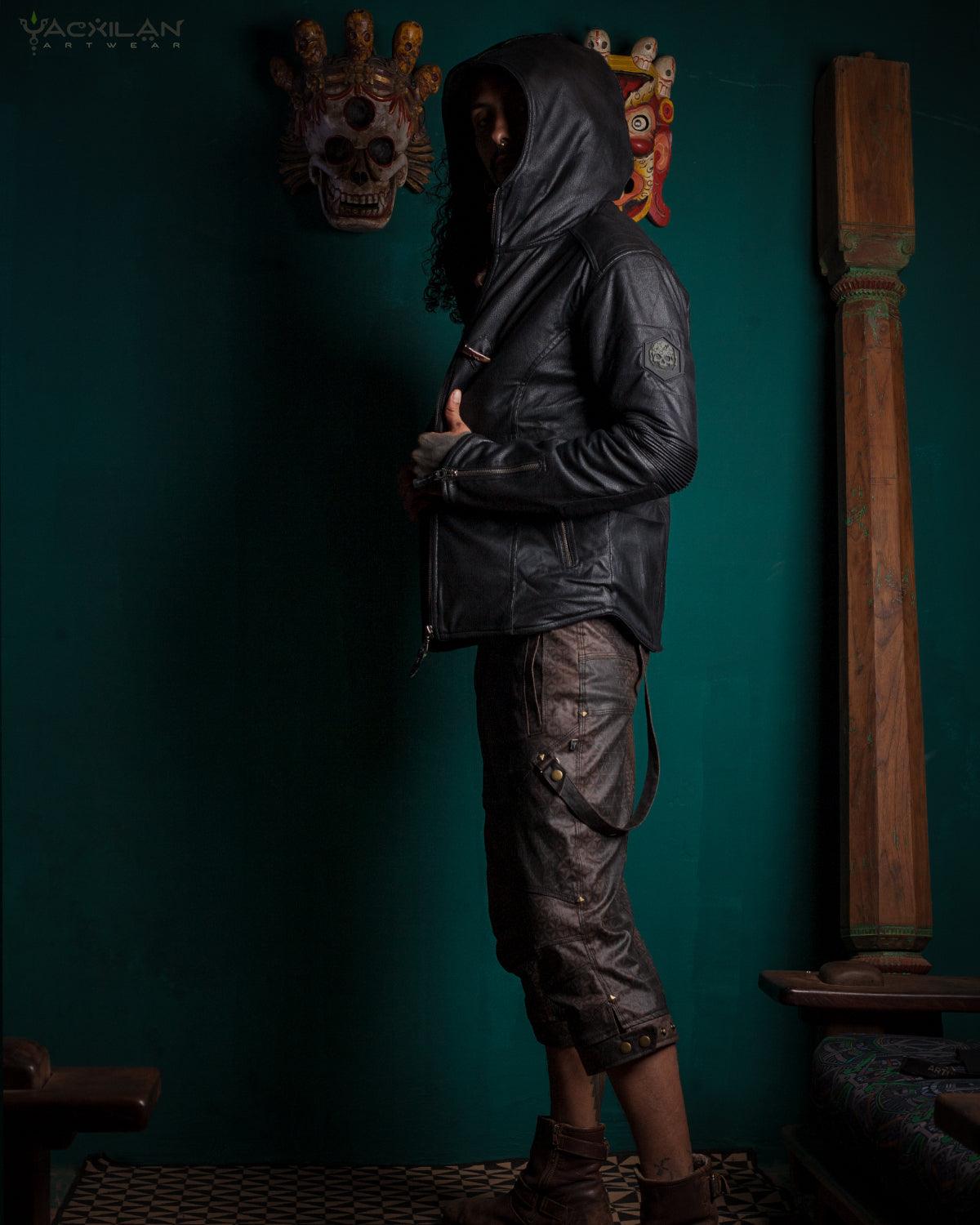 Jacket Men / Fake Leather Snake - BLACK - Yacxilan Artwear