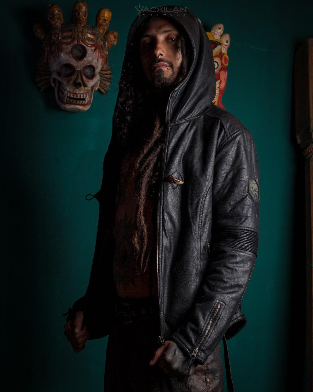 Jacket Men / Fake Leather Snake - BLACK - Yacxilan Artwear