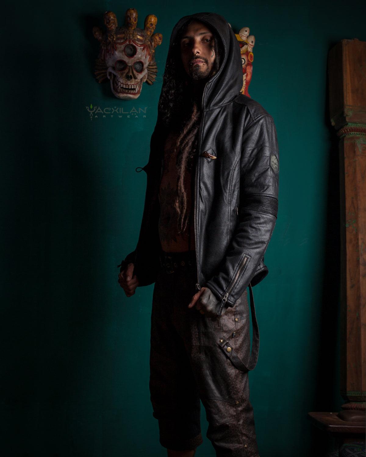 Jacket Men / Fake Leather Snake - BLACK - Yacxilan Artwear