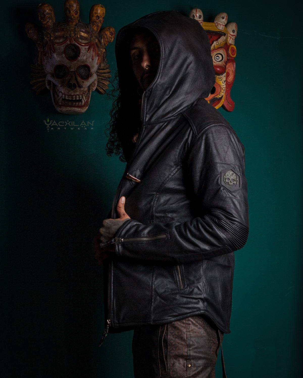 Jacket Men / Fake Leather Snake - BLACK - Yacxilan Artwear