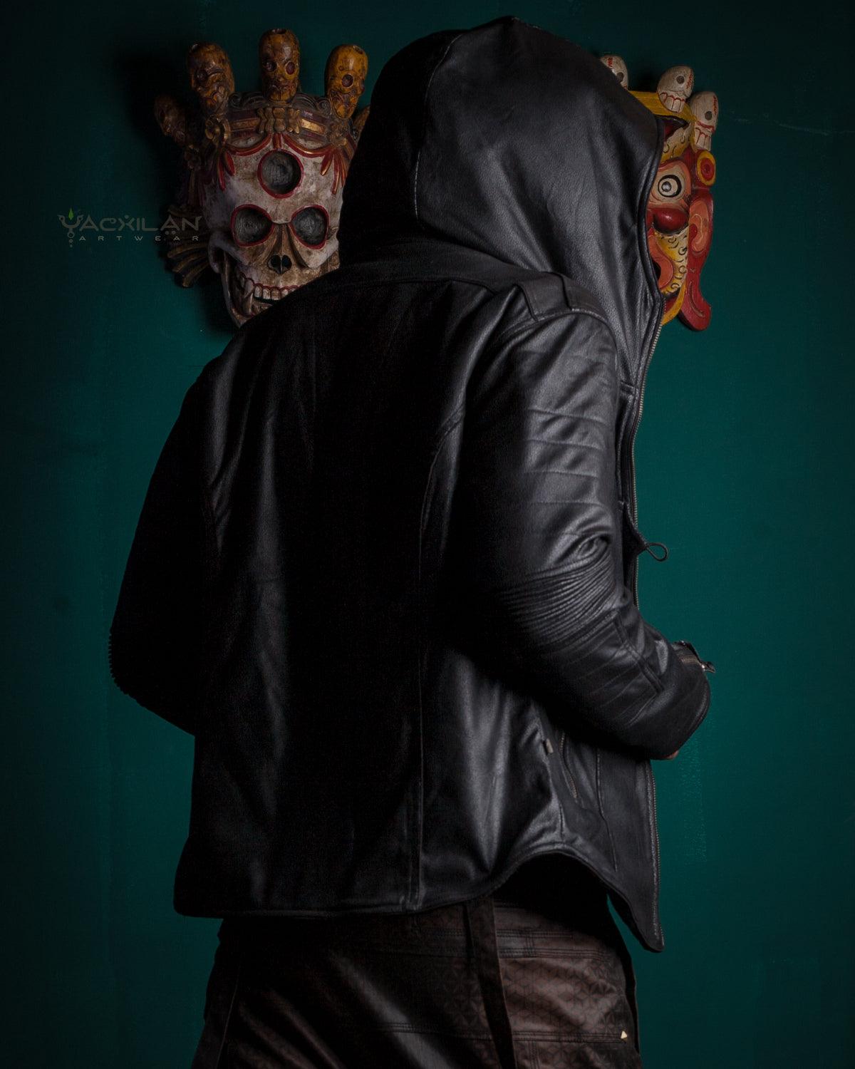 Jacket Men / Fake Leather Snake - BLACK - Yacxilan Artwear