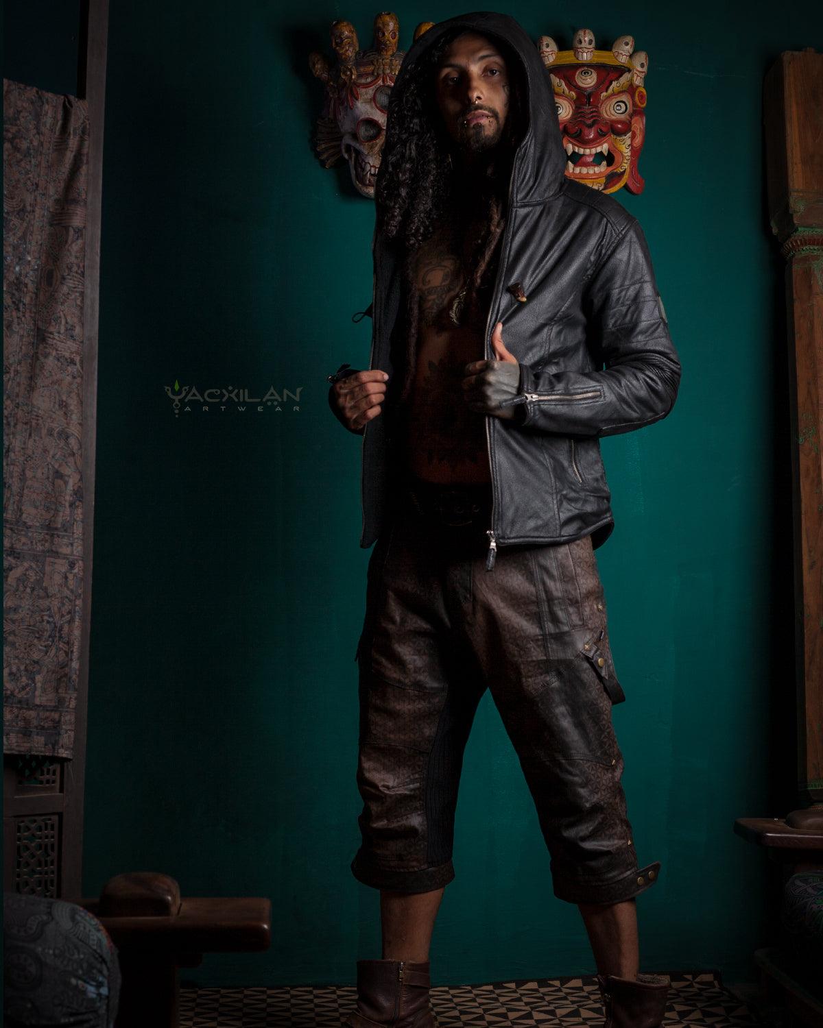 Jacket Men / Fake Leather Snake - BLACK - Yacxilan Artwear